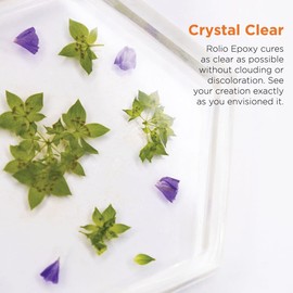 Rolio - Epoxy Resin and Hardener 32 oz Kit, Crystal Clear, Glossy, UV Resistant, for DIY Art Crafts, Cast Coating Wood, Easy Cast Resin, Molds with 4pcs Sticks, 2pcs Graduated Cups, 4 Pairs Gloves