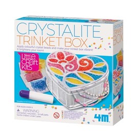 4M Crystalite Trinket Box by Little Craft Kits, Create Your Very Own Heart Shaped Trinket Box Covered in Colorful Crystal Beads, Ages 5+