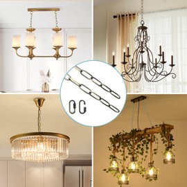 Helunsi Cadena de lámpara, Cadena de lámpara Bronce de 1,8 Metros, extensión de Cadena de iluminación de Metal, Accesorio de lámpara de Cadena Colgante, Kit de Luces Decorativas de Techo Colgantes