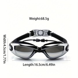 2 piece Swim Goggles with Attached Earplugs for Adults, Kids (8+), Men & Women – Leak-Proof, Anti-Fog, UV Protection – Includes Free Storage Case, Nose Clip, and Extra Earplugs