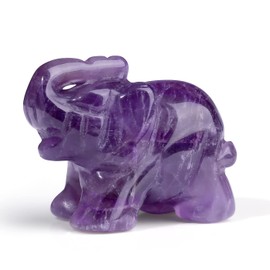 XIANNVXI Amethyst Crystal Elephant Ornament Amethyst Crystal Gifts Elephant Figurine Reiki Natural Carved Gemstone 1.5" Cute Lucky Elephant Gifts for Women
