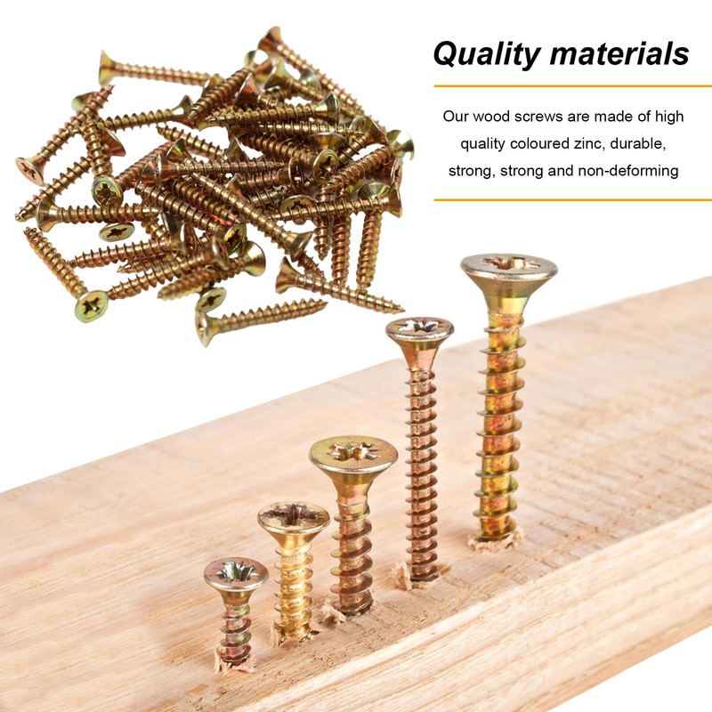 M3 M3.5 M4 Wood Screws Set, 380 Pieces Self-Tapping Screws