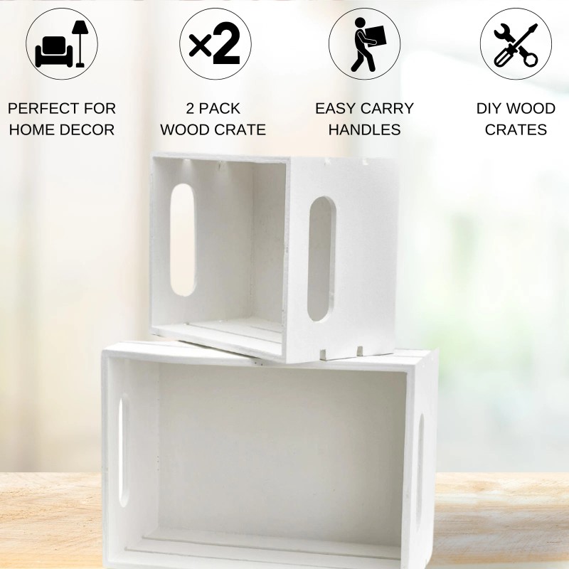 Not Available Hampton Art Good Wood Wood Crate, White, 2