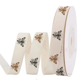 Bee Cotton Ribbon, 10 Yards Cream White Ivory Cotton Ribbons Soft Natural Webbing Tape Roll Fabric Ribbon for Home Décor Gift Wrapping DIY Crafts Birthday Wedding