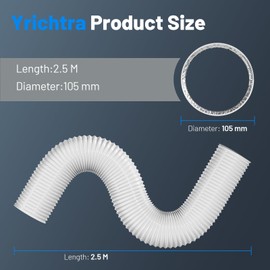 Yrichtra Exhaust Hose Diameter 100 mm, 2.5 m Flex Pipe, Sound-Insulated Ventilation Hose, Heat Insulating, Cuttable, Easy to Install, Ventilation Pipe for Exhaust Hose, Dryer and Cooker Hood, White