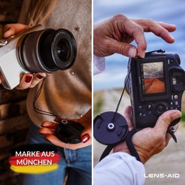 LENS-AID Lens Cap Holder with Cord for Lens Caps: Universal Fuse with Elastic Strap Suitable for Nikon, Fuji, Tamron, Sigma, Olympus (Pack of 5)