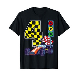 4th Birthday Boy Race Car Traffic Lights Racer 4 Years Old T-Shirt