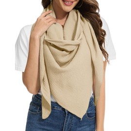 Bbonlinedress Women's Cotton Scarf Neckerchief Elegant Triangular Scarf Multifunctional Scarf Shawl Muslin Scarf 200 x 140 x 140 cm, khaki