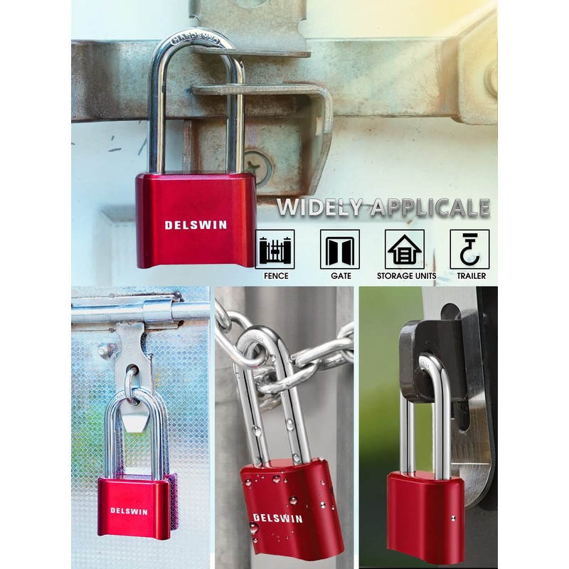 DELSWIN Heavy Duty Padlock Combination Lock - 4 Digit Combo