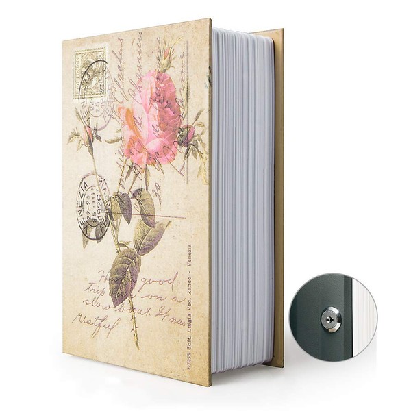 Secure Book Safe with Key Lock, Storage Box for Valuables,