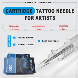 Emalla 40Pcs Mixed Size 1203RL 1205RL 1207RL 1209RL 0.35mm Professional for Beginners or Artists