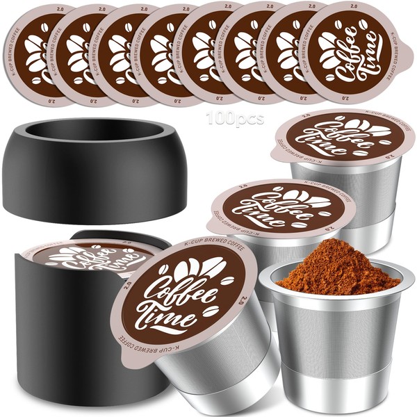 Reusable Capsule Kit, Reusable coffee pods with 100 Pcs Aluminum