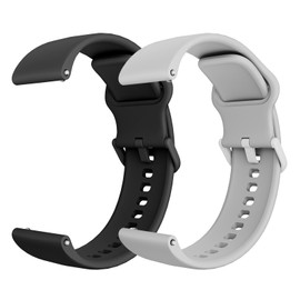 WalkerFit Smart Watch Band Liquid Silicone, 2-Pack 22mm Compatible with IWD19/IDW26/IDW16/IDW13/ID208BT/IDW17/IDW21, Replacement Straps M6 Ultra/M2 PRO/A2 PRO, Black/Gray