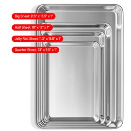 Eatex Aluminum Baking Sheet Set, 4 Pack Cookie Sheet Set, Warp and Rust Resistant Baking Pan Set, Cookie Sheets for Baking Nonstick Set, Steel Baking Pans Set, Durable BPA-Free Baking Sheets for Oven