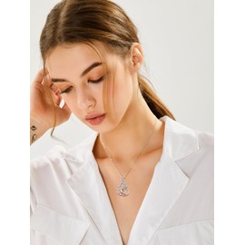 Flpruy Fox Gifts Sterling Silver Fox Moon Necklace Birthday Valentine's Day Alice Jewellery Gifts for Women Girls, Sterling Silver, Base