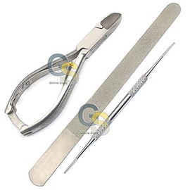 G.S PROFESSIONAL HEAVY DUTY INGROWN TOE NAIL NIPPERS 5" WITH LOCK ONE TOE NAIL FILE AND ONE SAINDED NAIL FILE PERFECT TOOLS FOR NAIL CARE MADE OF HIGH GRADE STAINLESS STEEL