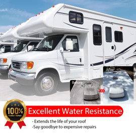 Dongxw Self-Leveling RV Roof Sealer White – 1 Gallon RV Caulk, Lap Sealant for RVs Roofs – Waterproof Sealant for Repairing and Maintaining Leaks on Camper Roofs and Trailers