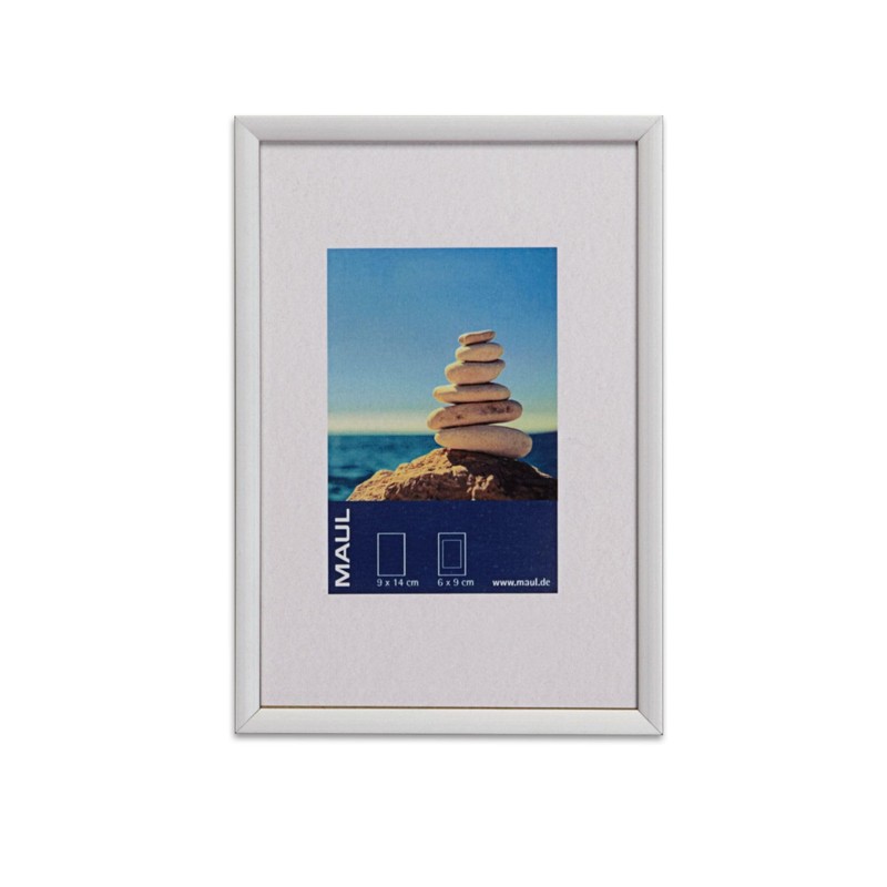 MAUL Picture Frame, Aluminium MDF Plastic Glass, White, 10 x