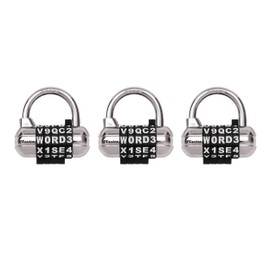 Master Lock Padlock, Set Your Own Word Combination Lock, 2-1/2 in. Wide, Black, 3 Pack,1534BLKEC3