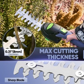 SakerPlus Cordless Grass Shears & Hedge Trimmer - 2-in-1 7.2V Electric Bush Trimmer, Lightweight Handheld Grass Cutter, Rechargeable Shrub Trimmers with Type-C Cable Included for Yard, Lawn & Garden