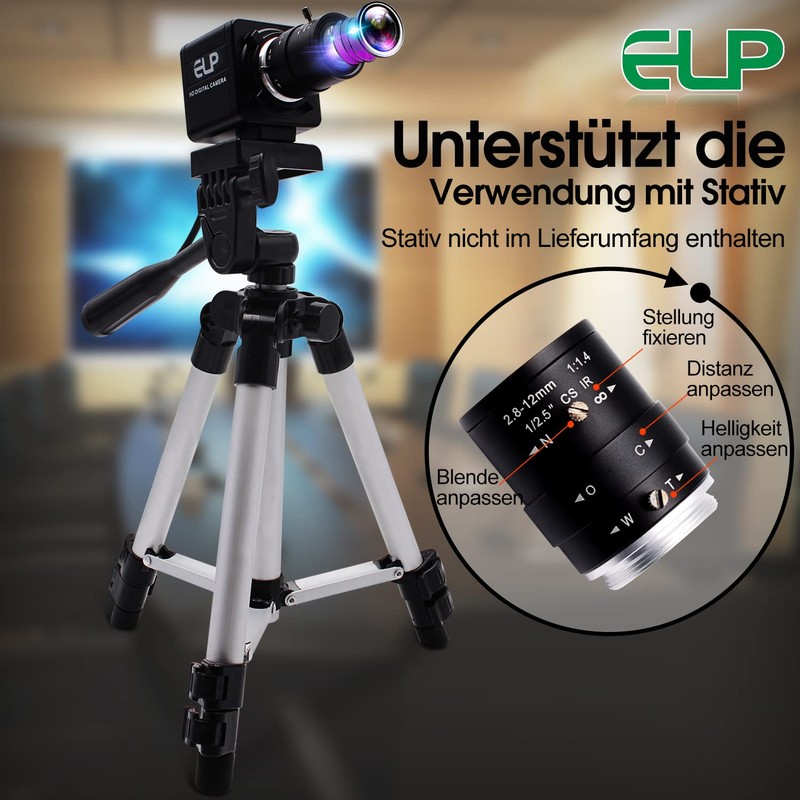 G Varifocal Lens USB Camera 10X Optical Zoom Webcam, 5-50