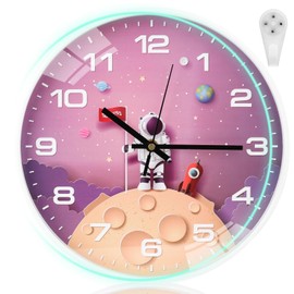 Sugarzoon Reloj de Pared de Cuarzo silencioso, 30 cm diámetro, Estilo Moderno, Decorativo para la Cocina, el Salón, el Comedor o la Habitación, Funciona con Pilas (Astronauta Morado)