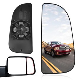 Turvysen 68067730AA Passenger Right Side Tow Lower Mirror Glass Replacement for 2010-2020 Dodge Ram 1500 2500 3500 4500 5500, Side View Convex Mirror Glass with Rear Holder