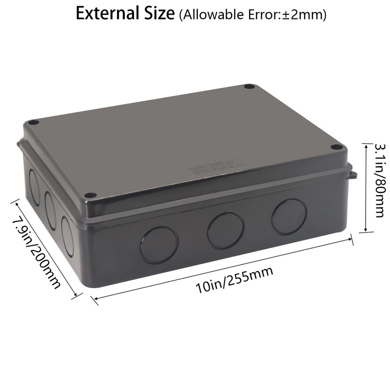 Junction Box IP65 Outdoor Waterproof Box with Reserved Holes ABS