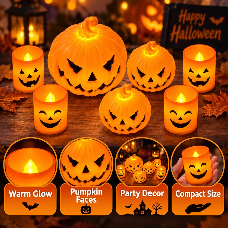 Halloween Pumpkin Skull Ghost Lantern – LED Candle Light Lamp