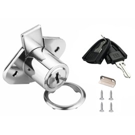 XIEHE 801 Office Furniture Desk Drawer Lock Cabinet Door Locker with Keys 7/8 in. Outside Diameter (1 Pack, Chrome, keyed different1)