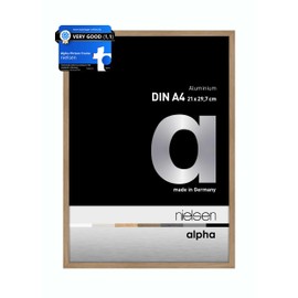 nielsen Alpha Photo Frame A4, 21x29.7cm Aluminium Picture Frame, Oak Photo Frame with Protective Float Glass and Push and Turn Clips - Oak