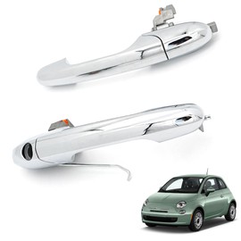 Exterior Chrome Door Handle Offside Right Driver & Left Passenger Side Compatible for Fiat 500 2007-2016, for Abarth 500 595 695 2008-2016.Replace# 735592026, 73545876, 735592012, 735485872