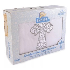 Baby Mink Conformink Luxy Bautizo Edredon Con Borrega