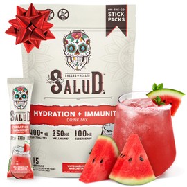 Salud 2-in-1 Hydration and Immunity Electrolytes Powder, Watermelon Margarita - 15 Servings, Agua Fresca Drink Mix, Elderberry, Dairy & Soy Free, Non-GMO, Gluten Free, Vegan, Low Calorie, 1G Sugar