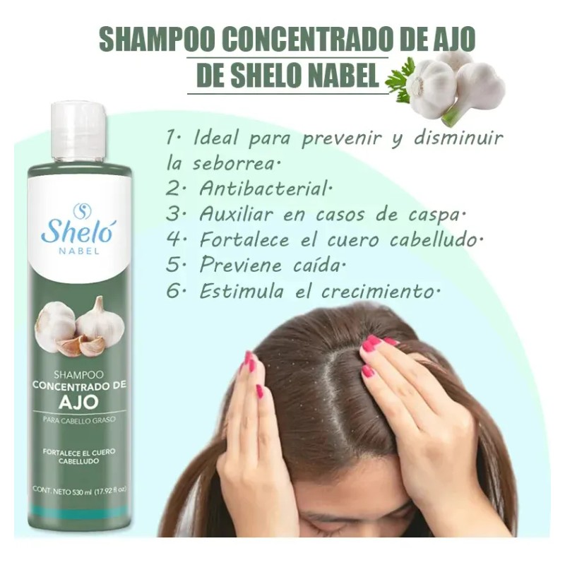 Shampoo Adiós Caspa + Ajo/ Seborrea Resequedad Cabello Graso