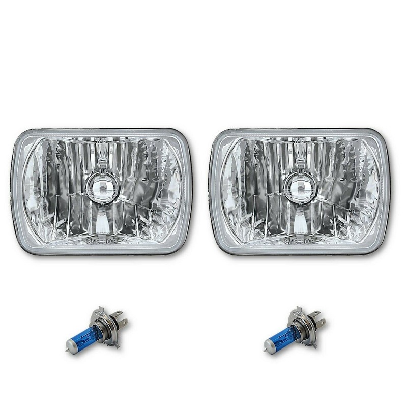Octane Lighting 7X6 Crystal Clear Glass Lens Metal Headlight H4