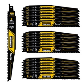 TOLESA 9 Inch 6/12 TPI Reciprocating Saw Blades for Wood and Nail-Embedded Wood Demolition, 25 Pack Bi-Metal Reciprocating Saw Blade for Fast & Smooth Cutting