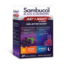 Black Elderberry Day & Night Relief Capsules 24ct, Supports Immunity & Wellness, with Ivy Leaf, White Willow & California Poppy, Non-GMO, Gluten & Dairy Free