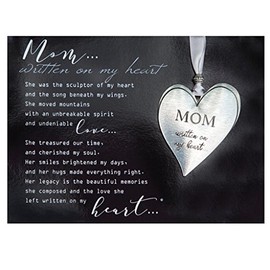 Mom Pewter Memorial Heart Boxed Gift Ornament with Sentimental Poem