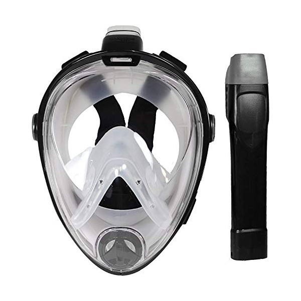 Deep Blue Gear - Vista Vue Full Face Snorkeling Mask, Black/Clear Silicone, Small/Medium