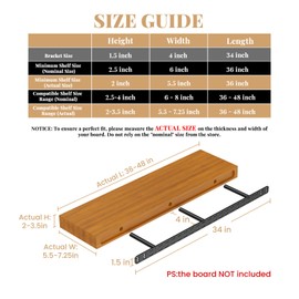 2pcs Floating Shelf Hardware Heavy Duty Hidden Shelf Brackets Support,Wall Mounting Invisible Floating Shelves Bracket with Jig (34" x 4" x 1.5" with Tools)