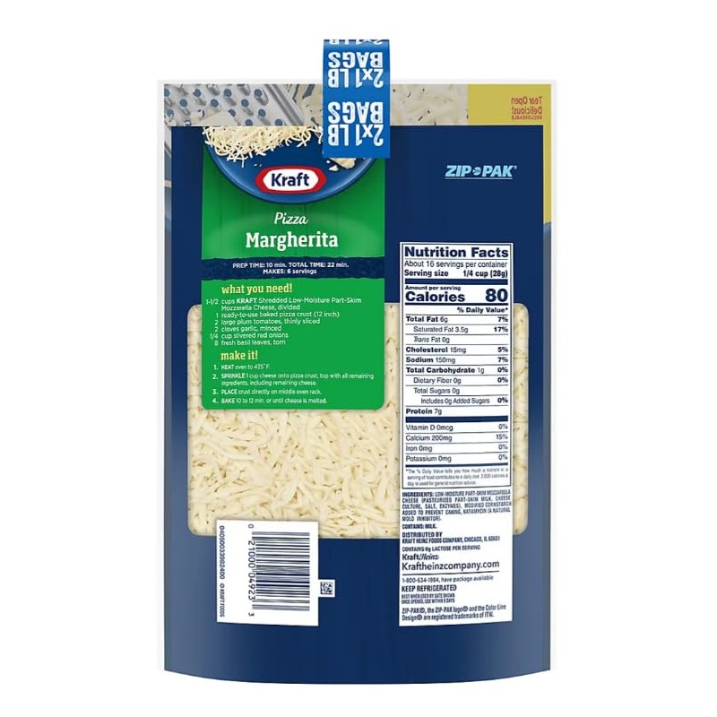 Kraft Mozzarella Shredded Cheese, 2 pk./1 lb.