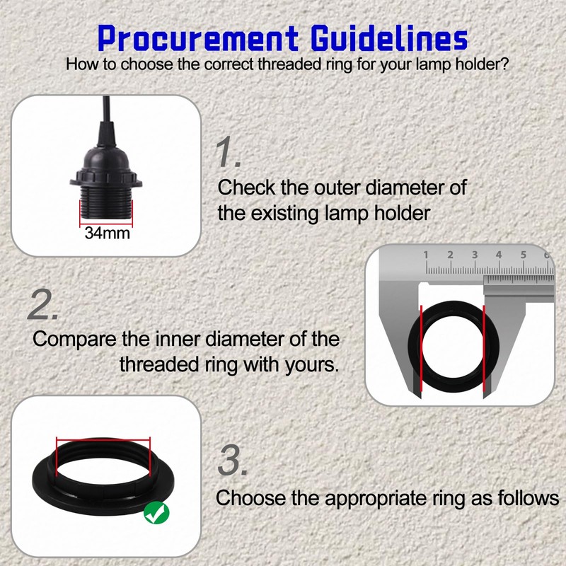 Bonsicoky 4 PCS Lamp Shade Collar Rings - E27 Light