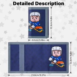 JONYEE Kids Wallet for Boys Ages 4-18, Novelty Trifold Wallet with Key Chain and Zipper Coin Pocket for Teens Children Girls Toddler, Canvas Wallet for Outdoors Sports Birthday Gifts-Baseball Man