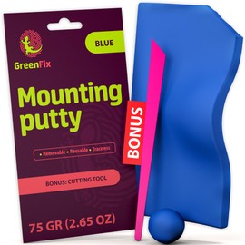 GreenFix Mounting Putty 2.65oz - Blue Tacky Adhesive Putty - Removable Poster Sticky Tack Non Marking - Sticky Putty for Museum Collectibles Figurines Hanging & Crafting