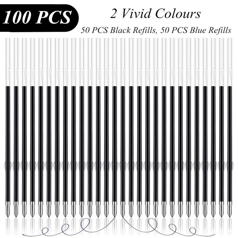 Pack of 100 Ballpoint Pen Refills, 0.7 mm Medium Tip