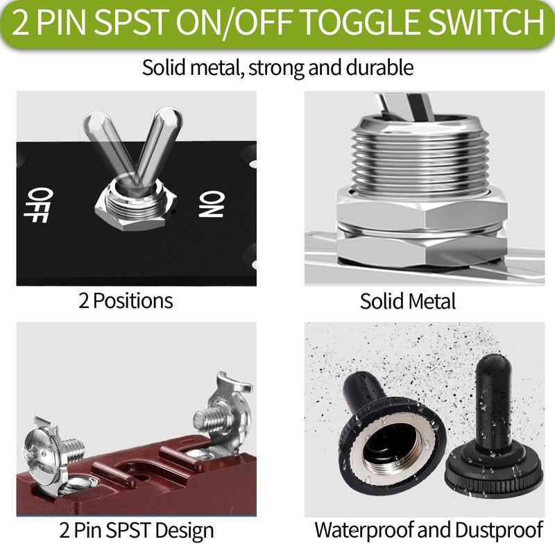 HOKAAER Heavy Duty Toggle Switch ON-Off 12V DC 30A 2