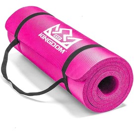 Kingdom Fitness Pink 15mm Extra Thick Yoga Mat Set | NBR Non-Slip Exercise Mat, Carry Bag, Strap & Resistance Band