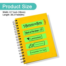 NineLeaf 1 Pack Compatible for Brother TZe-D41 TZeD41 TZ-D41 TZD41 Label Tape 18mm 3/4'' 0.7'' Black on Fluo Green Laminated Labeling Work with P-Touch PT-9800 PT-9600 PT-7600 PT-2730 Label Maker