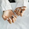 Tesytto Trendy Press On Nails Black White Gold - 3D